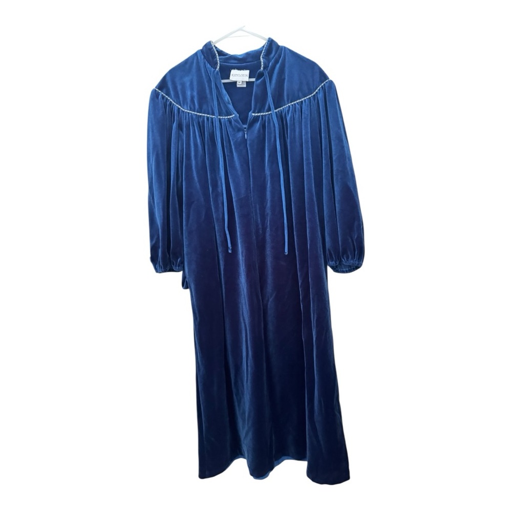 RARE 70s KEYLOUN Velvet  Dress House Victorian Maxi Loungewear vintage sz M